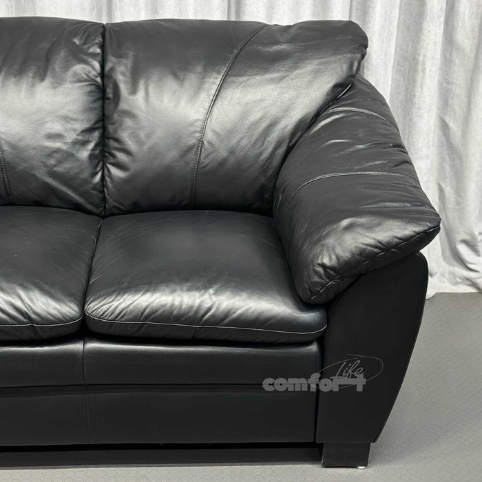 Чорний шкіряний пухкий диван-двійка/шкіряні дивани/меблі з Європи