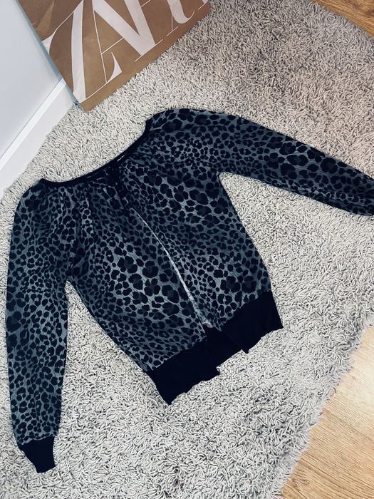 Sweter damski szary kardigan rozm S/M w panterke centki