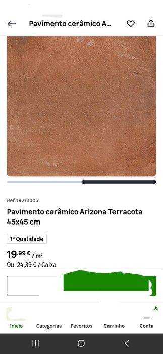 Pavimento cerâmico terracota 45×45.