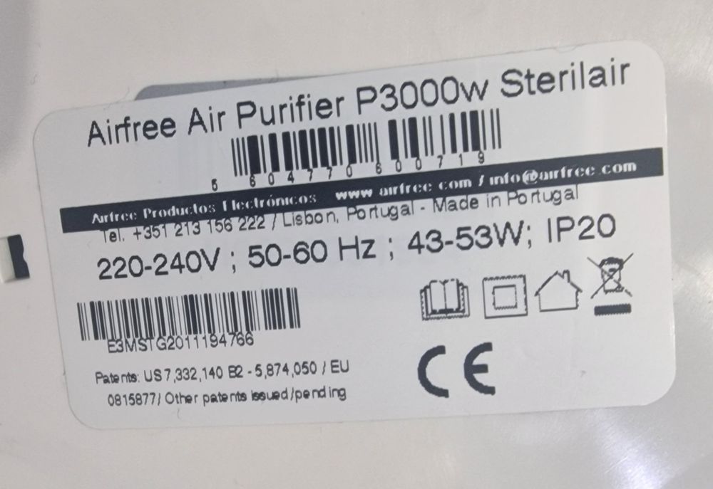 Purificador de Ar AIRFREE P3000 (32 m2)