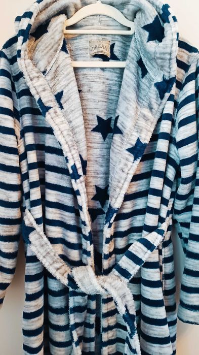 Szlafrok z kapturem dwustronny miękki w dotyku, gruby