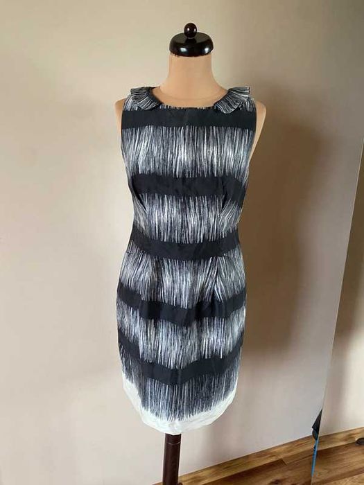 S m banana republic sukienka jedwab silk midi wzory basic 36 38