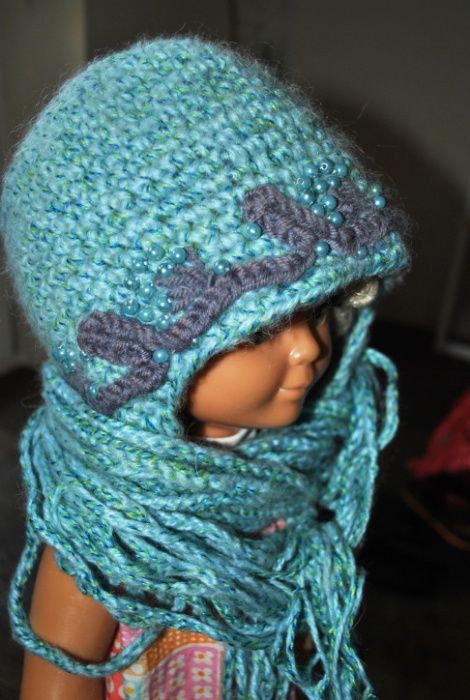 Шапка шерстяная hand made украшена синяя голубая эксклюзив италия