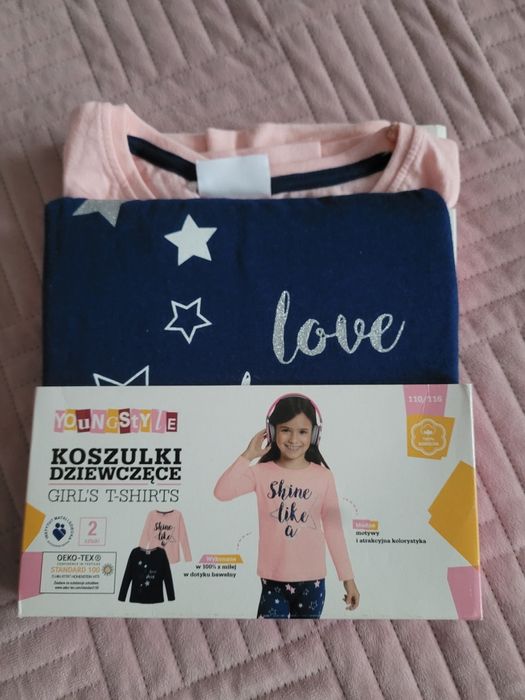 Nowe bluzki z długim rękawem rozm. 110/116