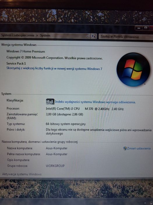 Laptop asus zapraszam