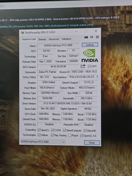 Отличная Rtx 3080 10gb Zotac