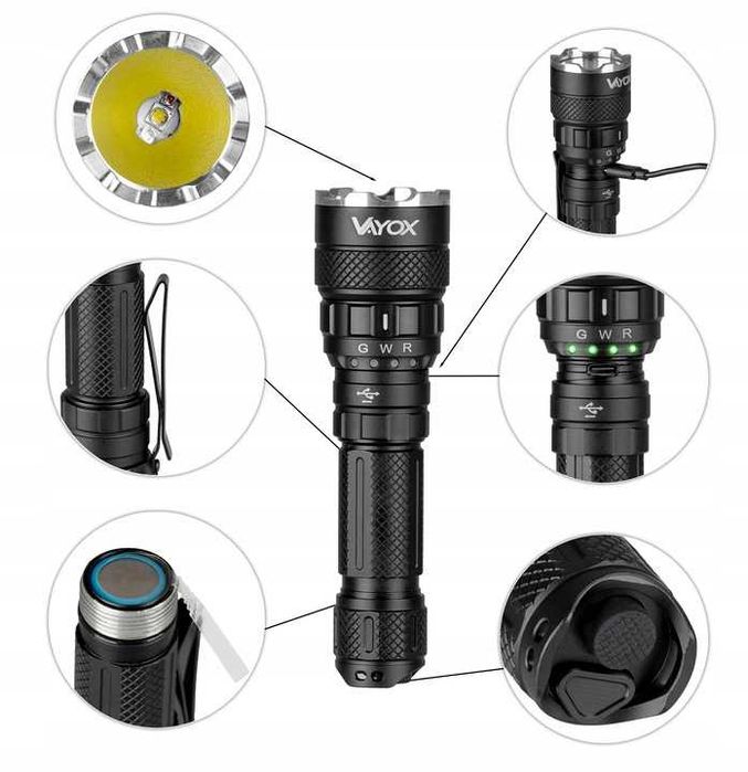 LATARKA LED Taktyczna Akumulatorowa ZOOM wojskowa PRO usb-c mocna