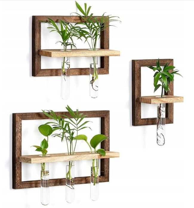 Wazon ścienny wiszący z próbówkami regał z wkładami zestaw 3 szt