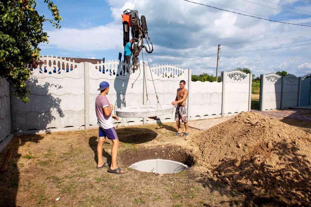 Кольца жб, бетонные, сливные ямы, земельные работы, укладка труб
