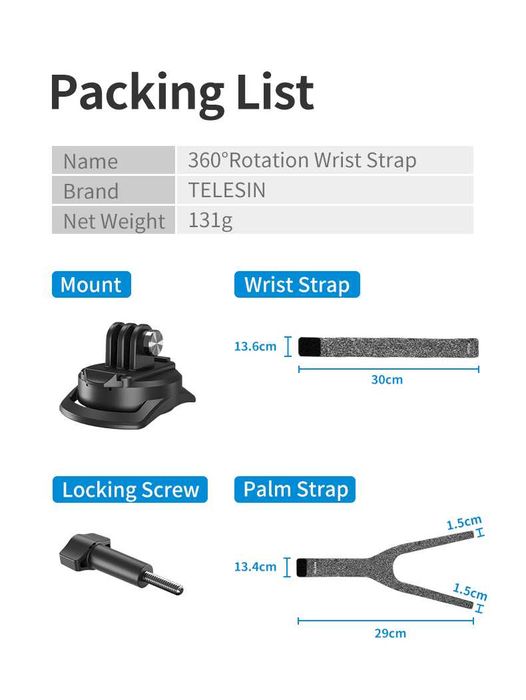 Opaska TELESIN na nadgarstek dla GoPro Insta360 Osmo Action