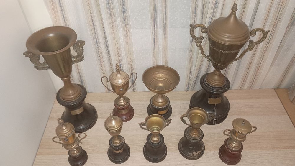 lote de 9 taças de pesca desportiva