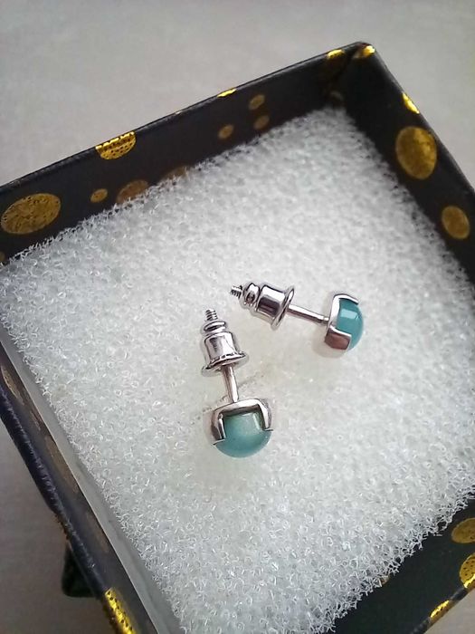 Сережки срібло 925 Котяче Око вінтаж з власної колекції