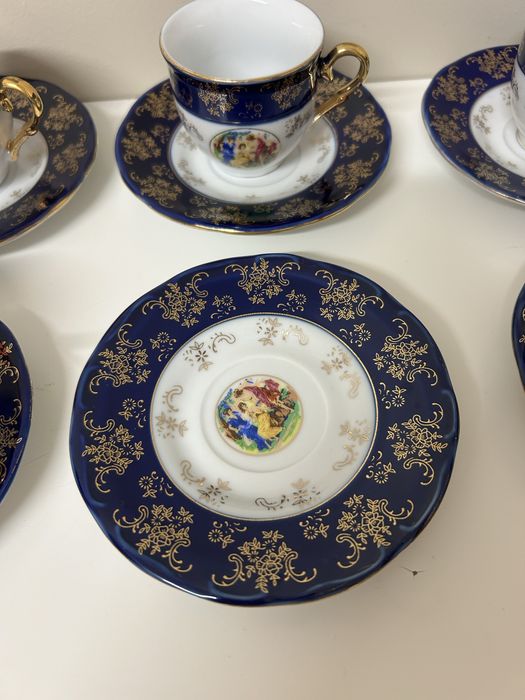 Conjunto de 6 chávenas de café com pires