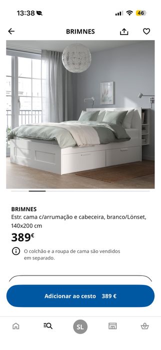 Cama + Cabeceira  BRIMNES IKEA + Colchão