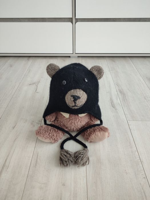 Дитяча тепла шапка “Ведмедик”  | р. 52+ | б/у, гарний стан