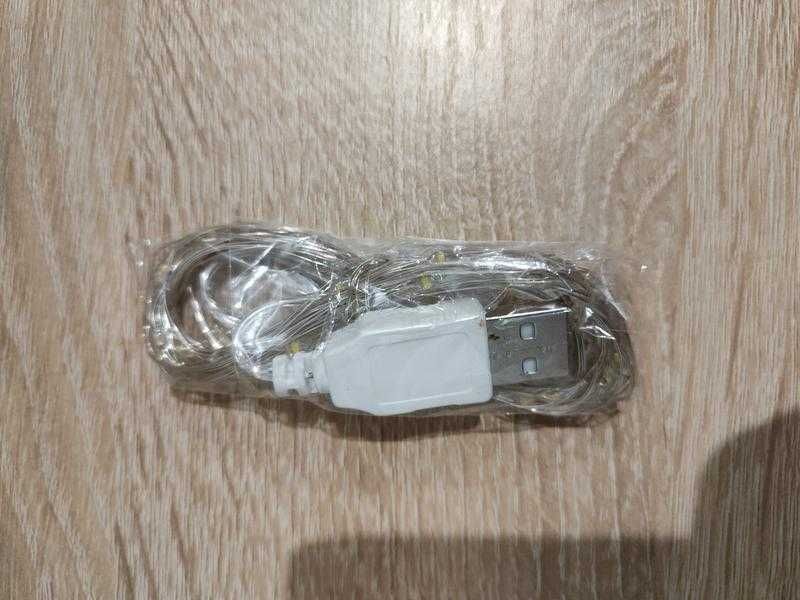 led гірлянда білого кольору 5м 50 led usb