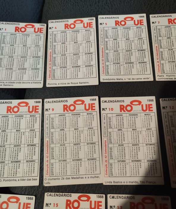 Conjunto de 29 calendários do Roque Santeiro