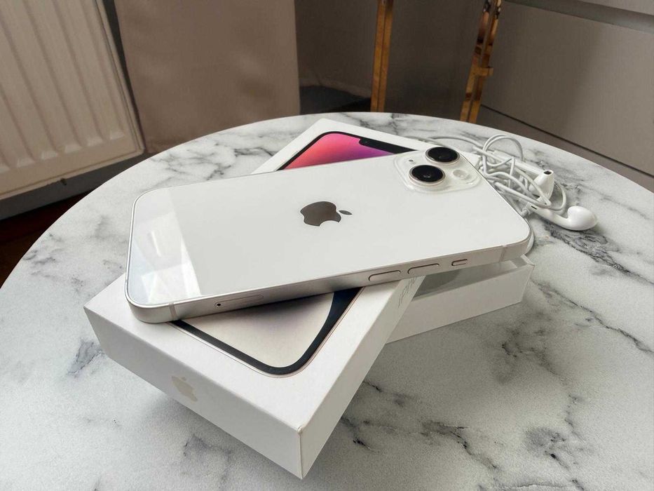 iPhone 14 biały 128 GB, stan bardzo dobry, zestaw + słuchawki