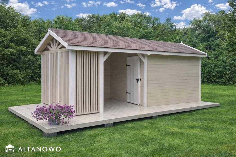 Drewniany domek letniskowy z altaną drewniany 3x6m | producent