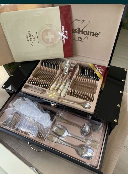 Набор столовых приборов SWISS HOME, 72ед, позолота 24к(Zepter)