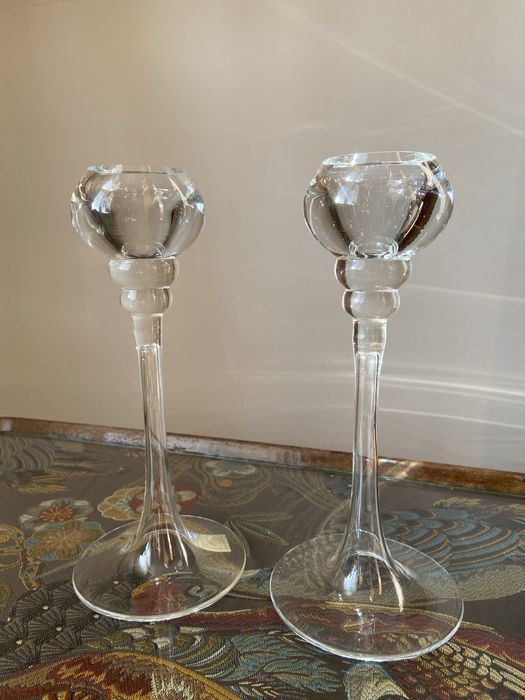 Szklane świeczniki z Huty Szkła Krosno, 2szt.