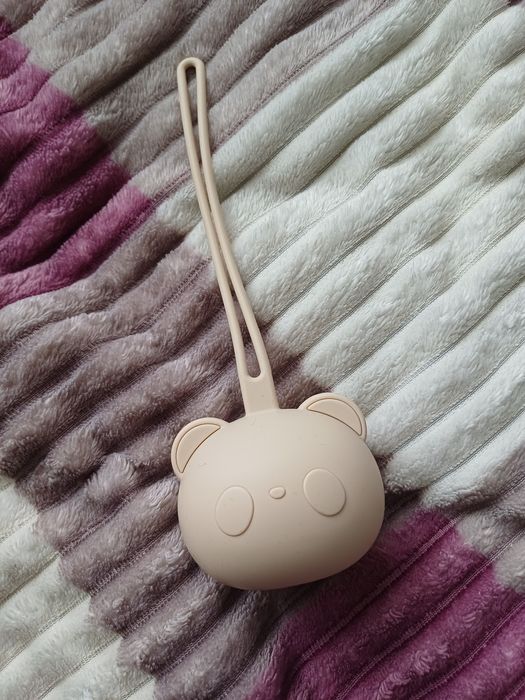 Контейнер для зберігання пустушки ведмедик силіконовий Темно-бежевий