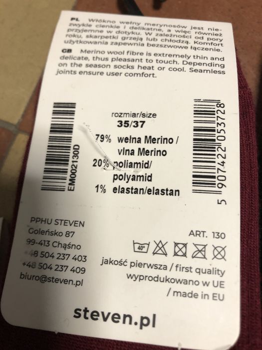 2 pary Skarpetki merino 35/37 duza zawartosc welny mix kolorow1par