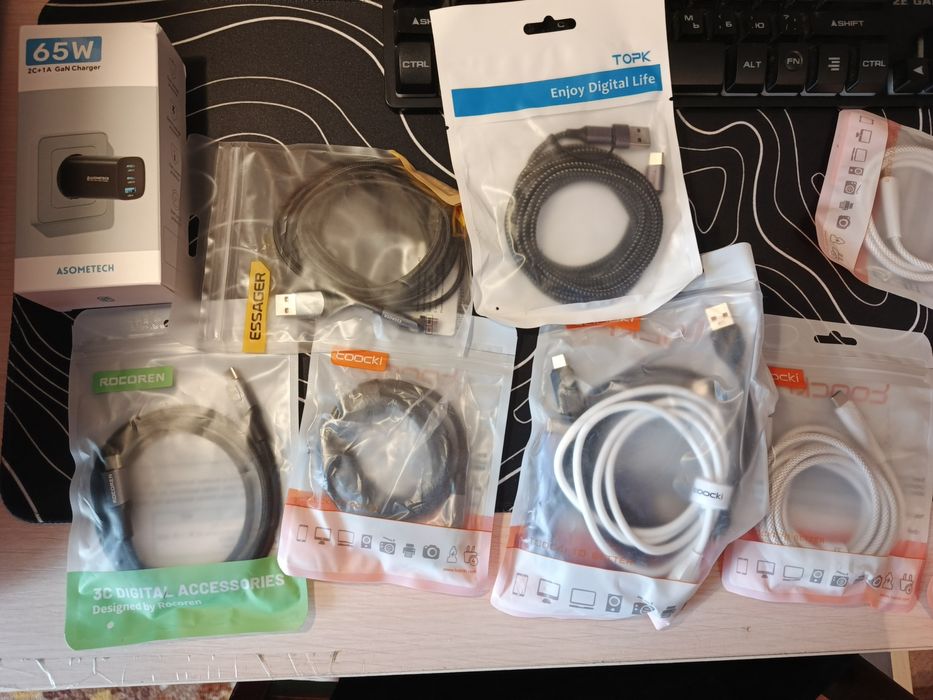 Быстрая зарядка iPhone, Samsung 20-65W турбо, кабель 60-240W