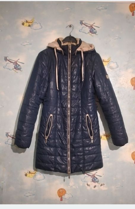 Жіноче стьобане пальто Exclusive, темно-синє, р. 44