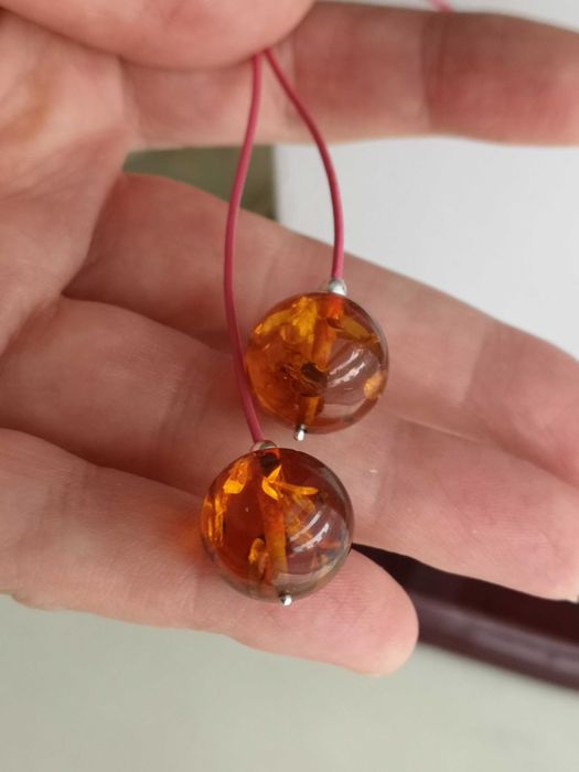 naszyjnik szalik z bursztynem