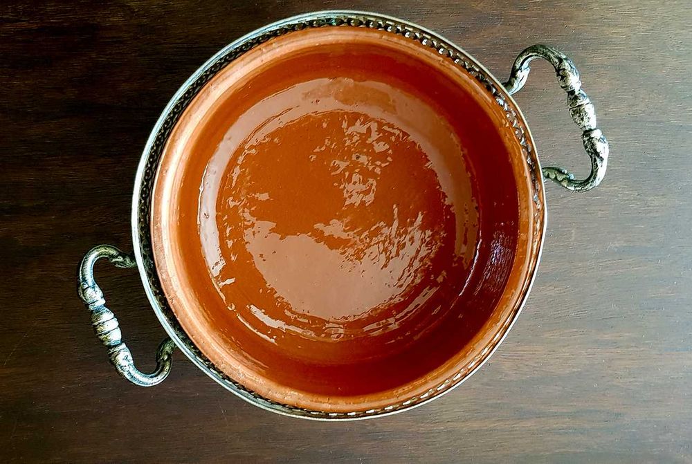Taça de mesa com tacho de barro 20cm de diâmetro