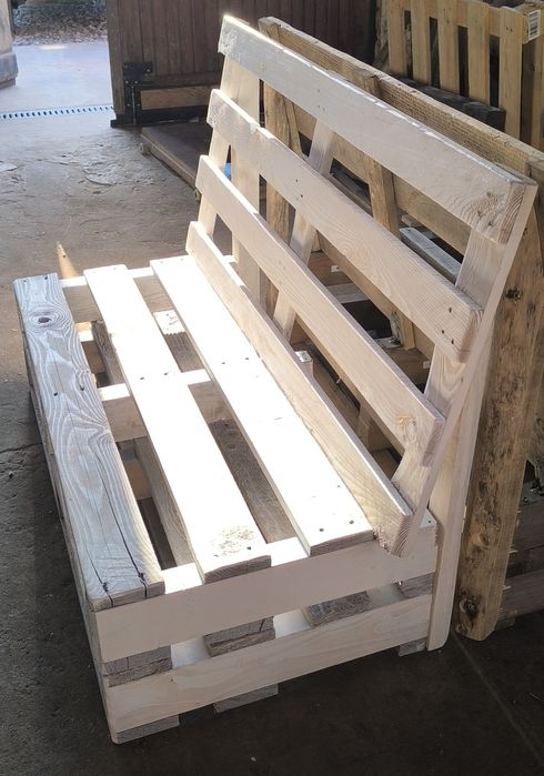 Ławki z palet kolor biały szt. 2