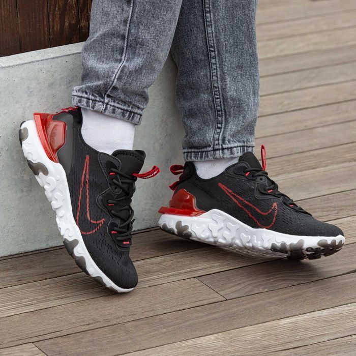 Кросівки Nike React Vision Black/Red/White premium | Кроссовки Найк чоловічі