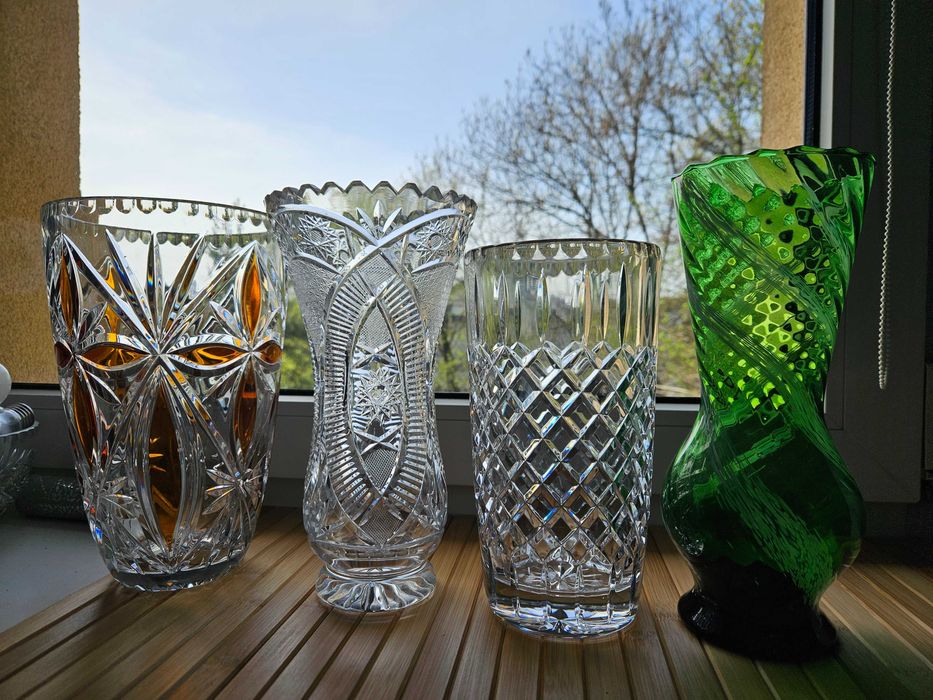 Wazon ZIELONY szkło Huta Laura PRL