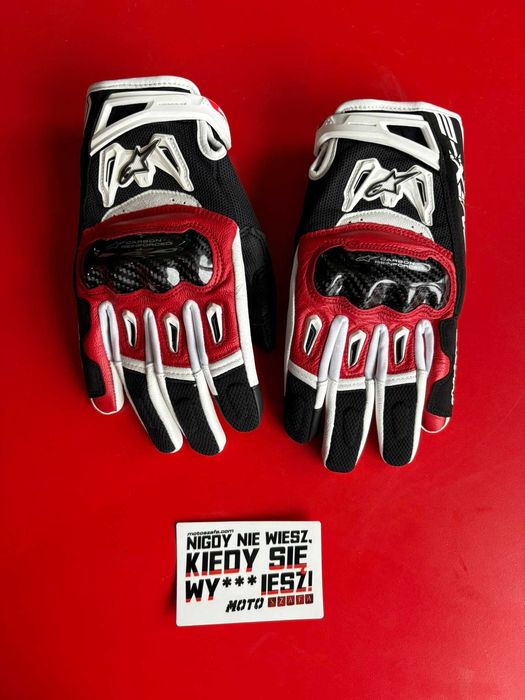 Rękawice turystyczne ALPINESTARS SMX-2 AIR CARBON V2 GLOVE biały/czarny/czerwony