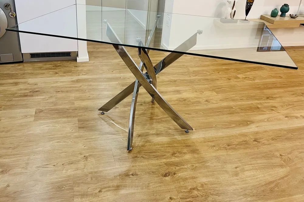 Mesa de vidro rectangular