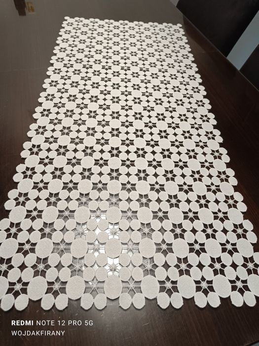 Bieżnik kółka białe 40x90cm obrus serweta