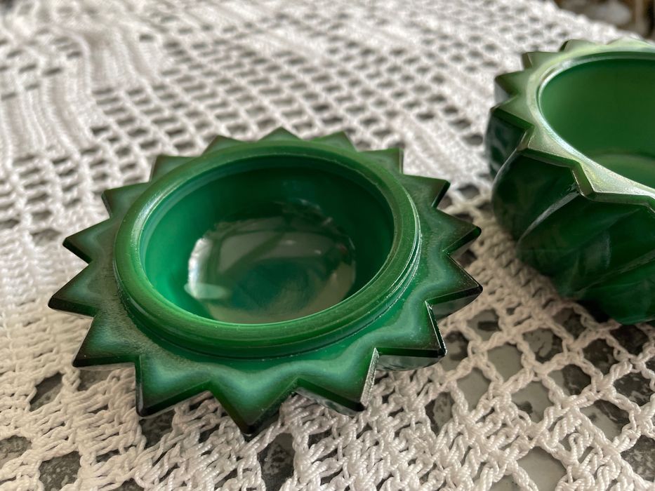 Szkatułka na biżuterię Curt Schlevogt piekne szkło malachitowe