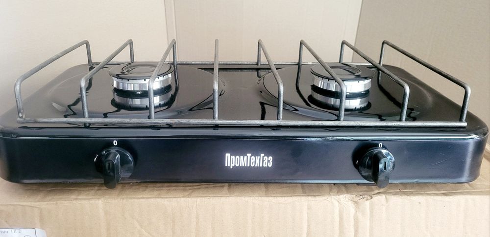 Настольная  2х горелочная газовая плита  с крышкой