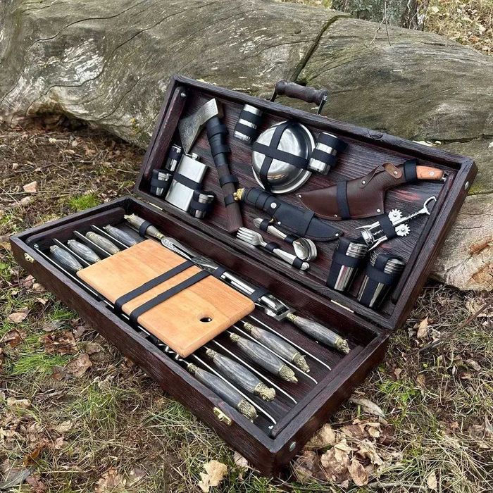 Набір шампурів у дерев'яному кейсі "ВІВАТ" Подарунок, подарок, Мужчине