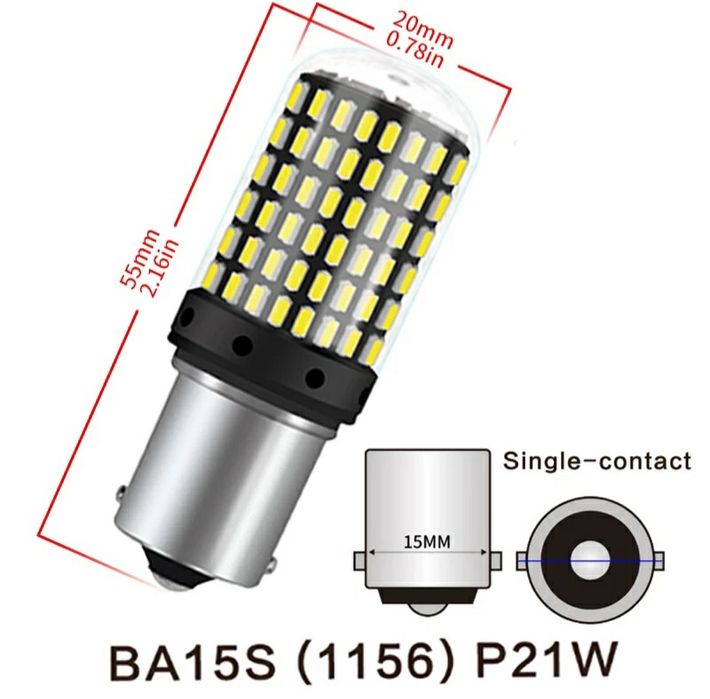 Led Canbus 144smd 3014 лампа в стопы, задний ход ДХО поворот 1156 Ba15