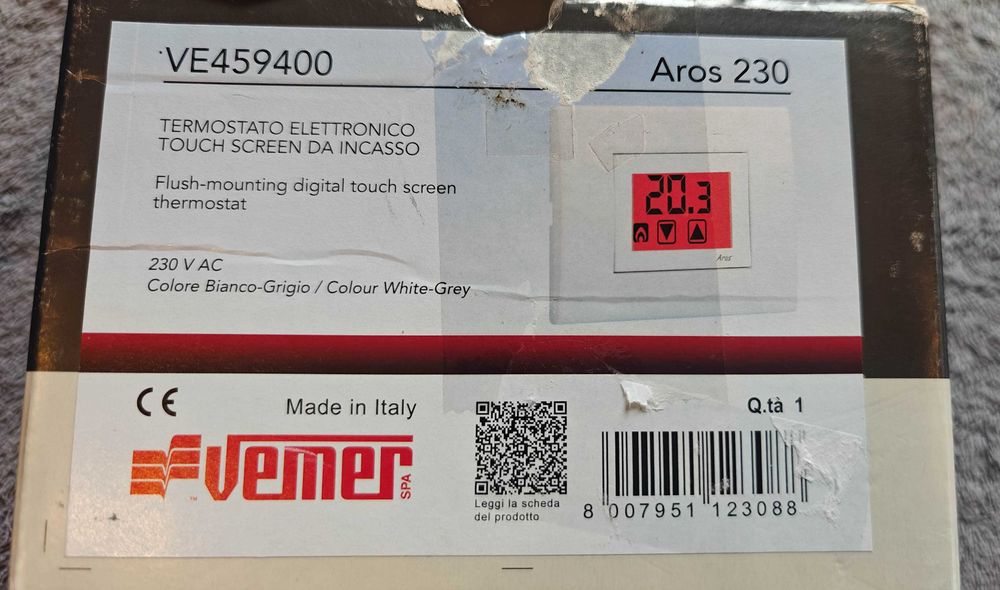 Termostat dotykowy podtynkowy Vemer VE459400 Aros 230 V.