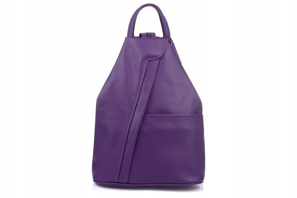 Fioletowy Vera Pelle Włoski Plecak Skórzany Damski