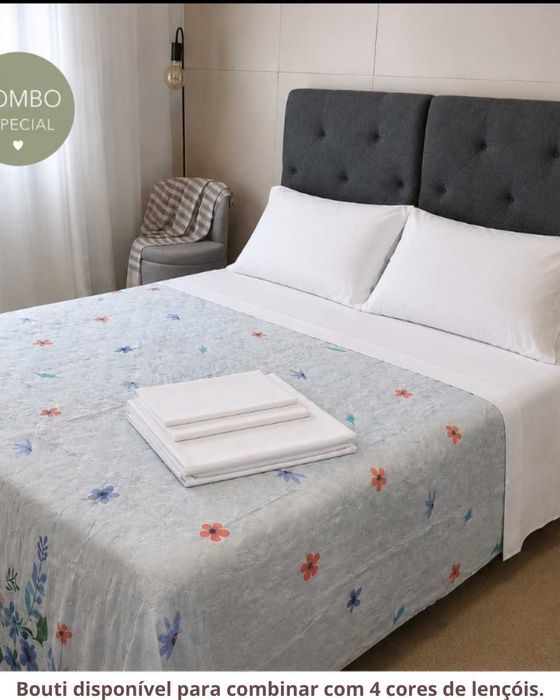 Conjunto de Cama Novo PraBella: Colcha Bouti + Jogo de Lençóis