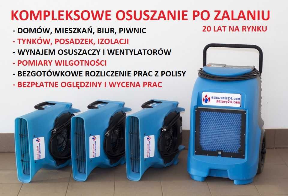 Wynajem osuszacz osuszanie po zalaniu mieszkań domów tynków posadzek