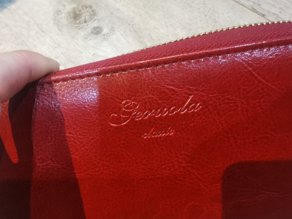 Portfel skórzany, mała torebka nowa Geruola