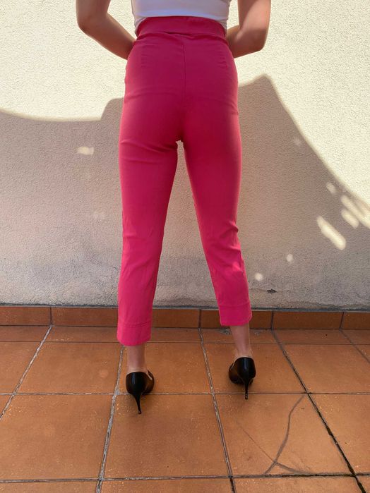 Różowe elastyczne spodnie cygaretki Janina, rozm, 36