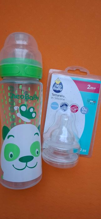 Пляшечка і 2 соски NeoBaby італійська фірма. Оригінал  Нові 2+ місяці.