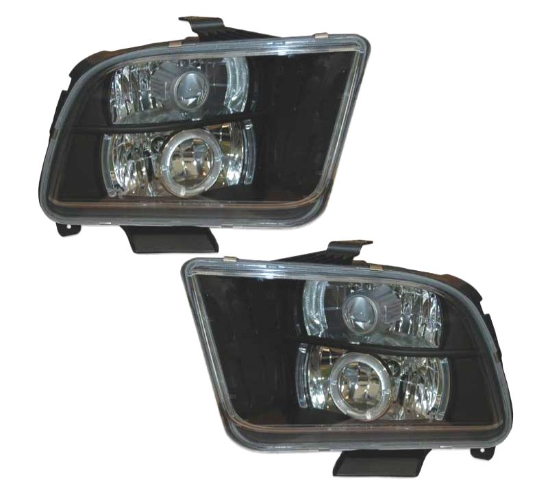 FARÓIS FRONTAIS ANGEL EYES FORD MUSTANG 05- PRETO