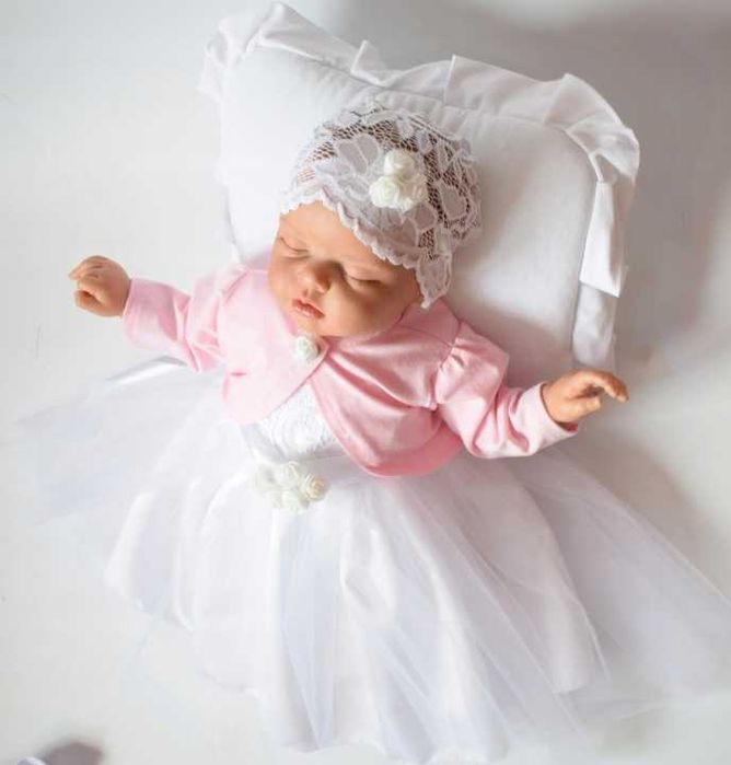 KOMPLET ubranko Chrzest Piękny KORONKOWY 56,62,68,74,80,86